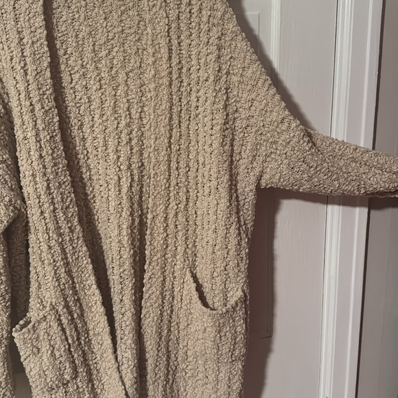 Miracle Women's Open Front Cardigan with Pockets Textured Cream Color S/M - Picture 6 of 10